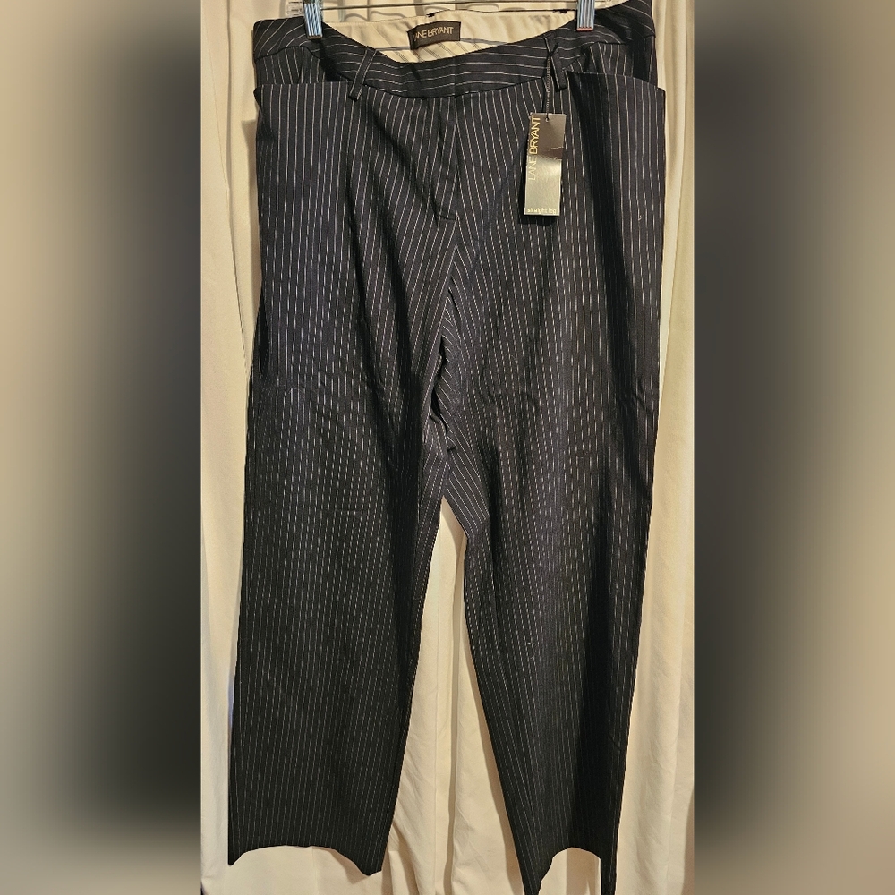 Lane Bryant Black Pinstripe Dress Pants New Sz. 14